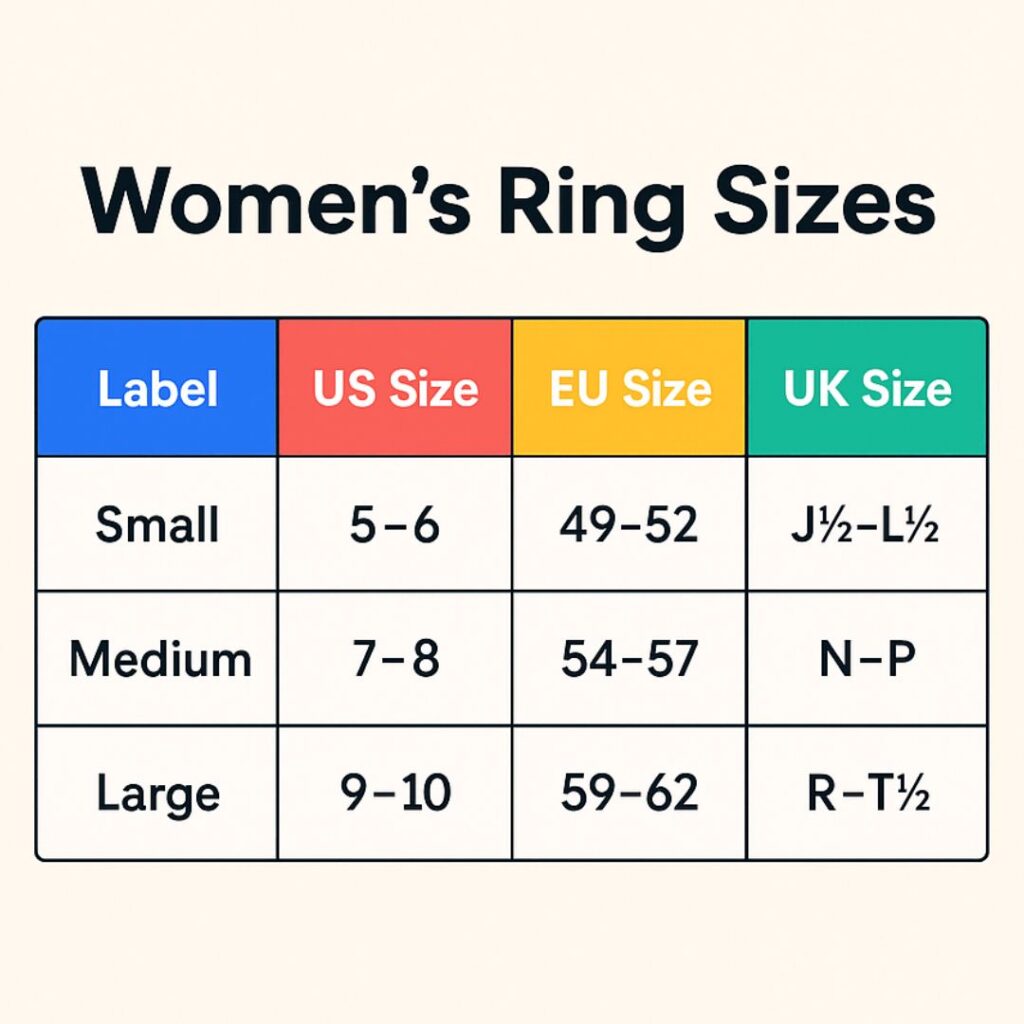 Women's Ring Sizes Across Regions