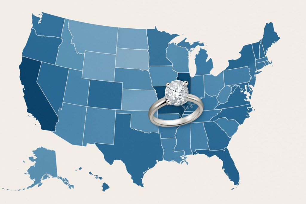 Average Carat Size Engagement Ring by State