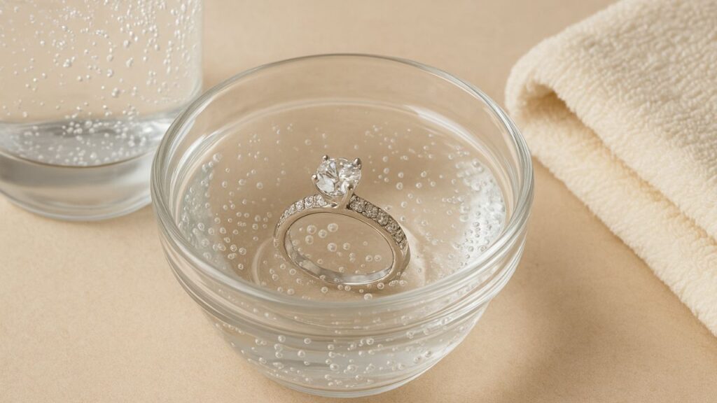 Club Soda Soak to clean diamond ring