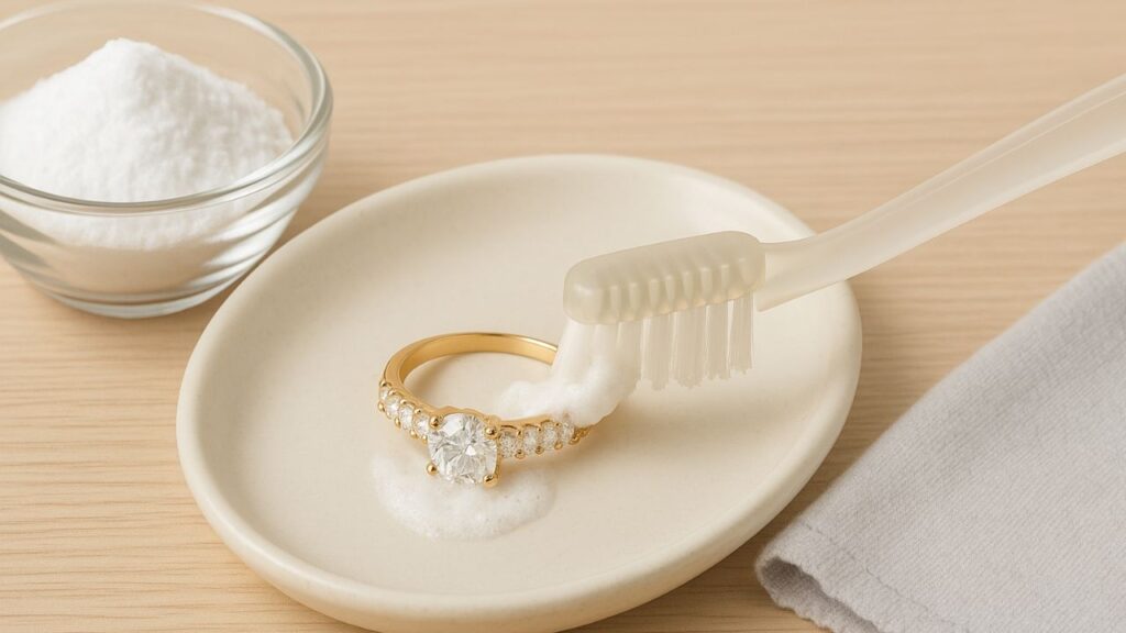 Hydrogen Peroxide & Dish Soap Soak to clean diamond ring