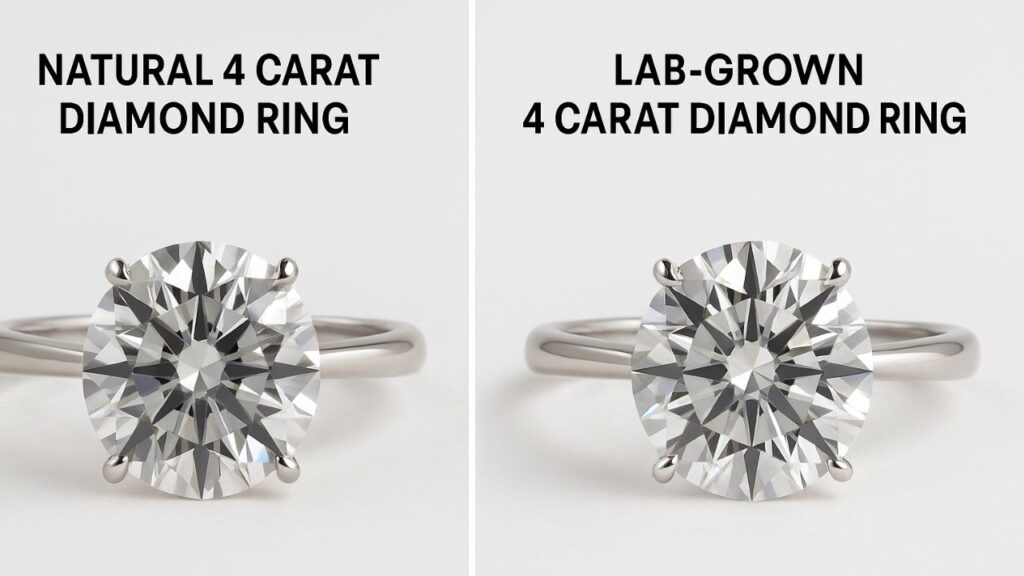Natural 4 Carat Diamond Ring vs Lab-Grown 4 Carat Diamond Ring